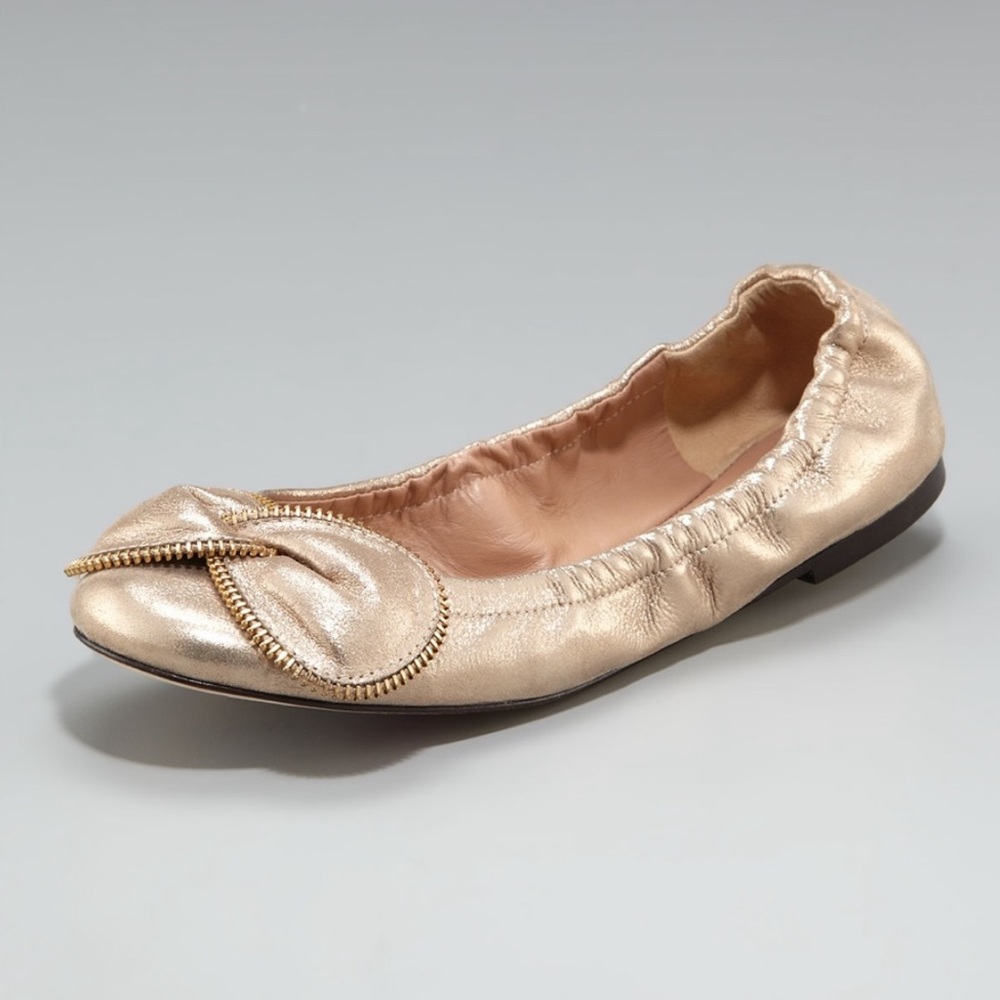 Metallic Zipper Bow Flats from See by Chloé